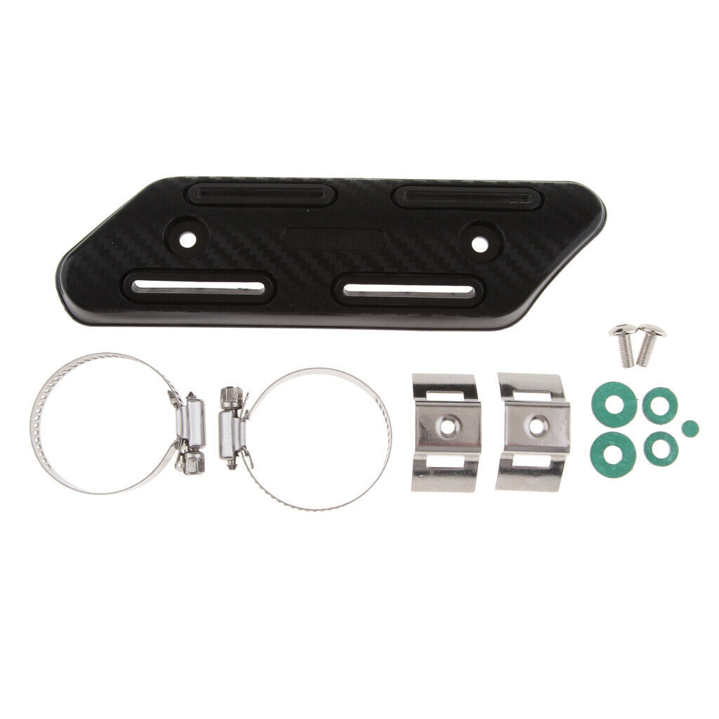 Universal Motorcycle Exhaust Heat Shield Pipe Protector Cover Pad Black