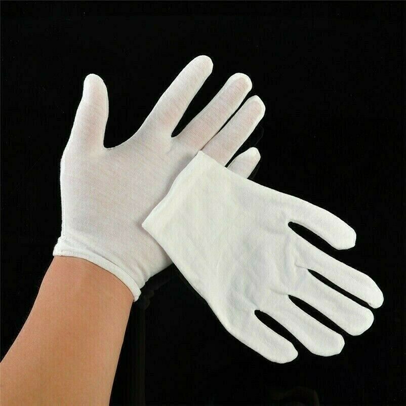 12 Pairs Cotton White Gloves for Inspection Work High Stretch Unisex NR9