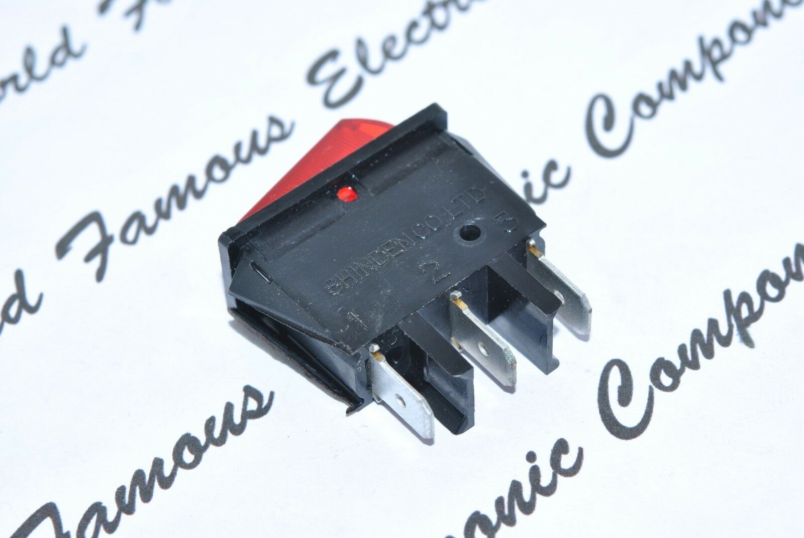 1pcs - SHINDEN SDW-112A-13 12A/125VAC 10A/250VAC ON-OFF Red Light Rocker Switch
