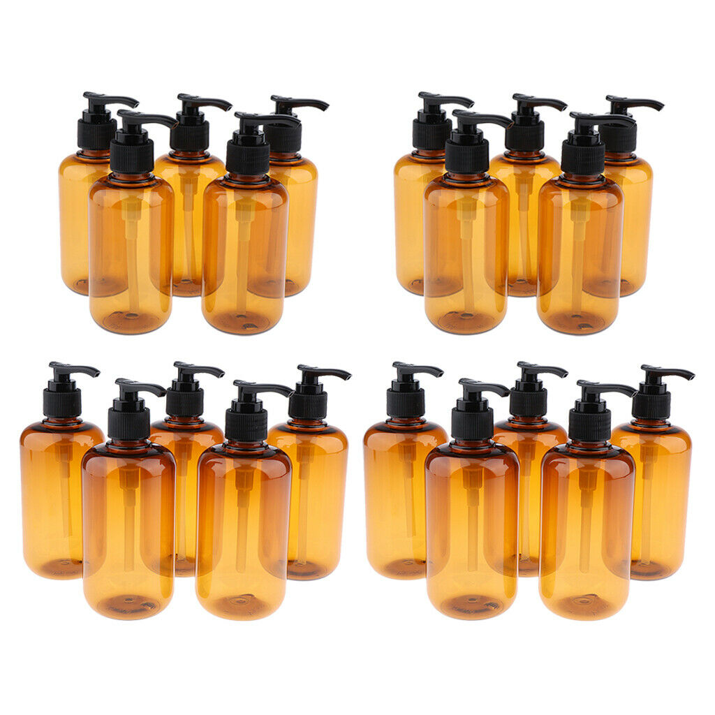 Pack 20 200ml+300ml Plastic Pump Bottles Travel Liquid Shampoo Containers