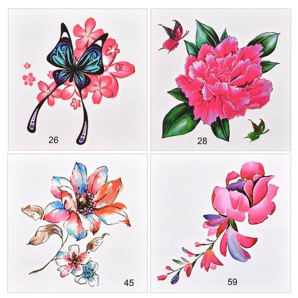 66Sheets Flower Butterfly Temporary Tattoo Body Arm Leg Art Waterproof Stickers