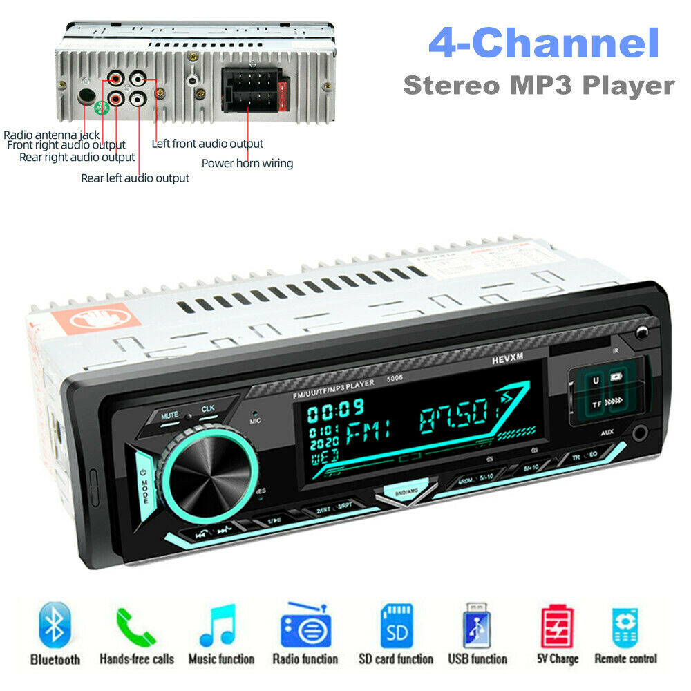 4 Channel Car Bluetooth Radio Audio Stereo MP3 Player Remote Control USB/FM Kit