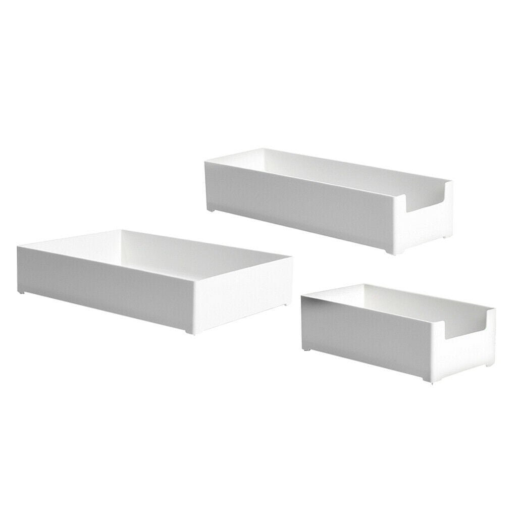 Set of 3 Plastic Desk Drawer Storage Tray White for Jewelries Eco-friendly