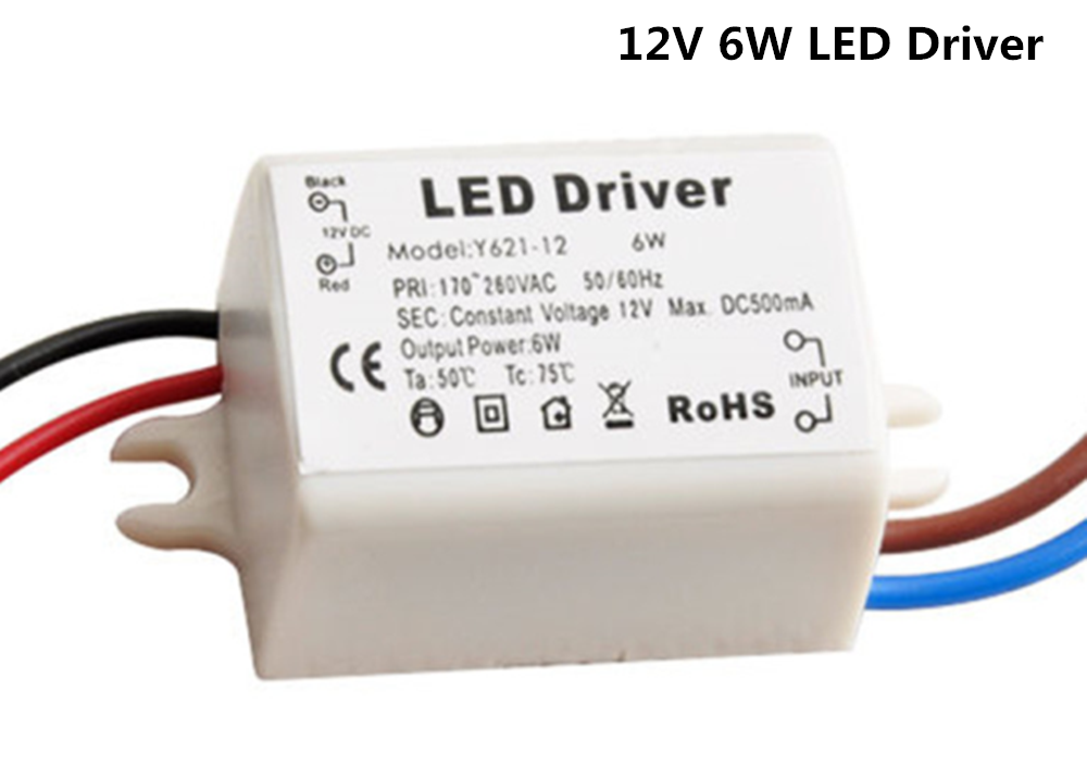 6W Watt High Power Y621-12 LED Driver Constant Current AC170V-260V 50-60Hz 500mA
