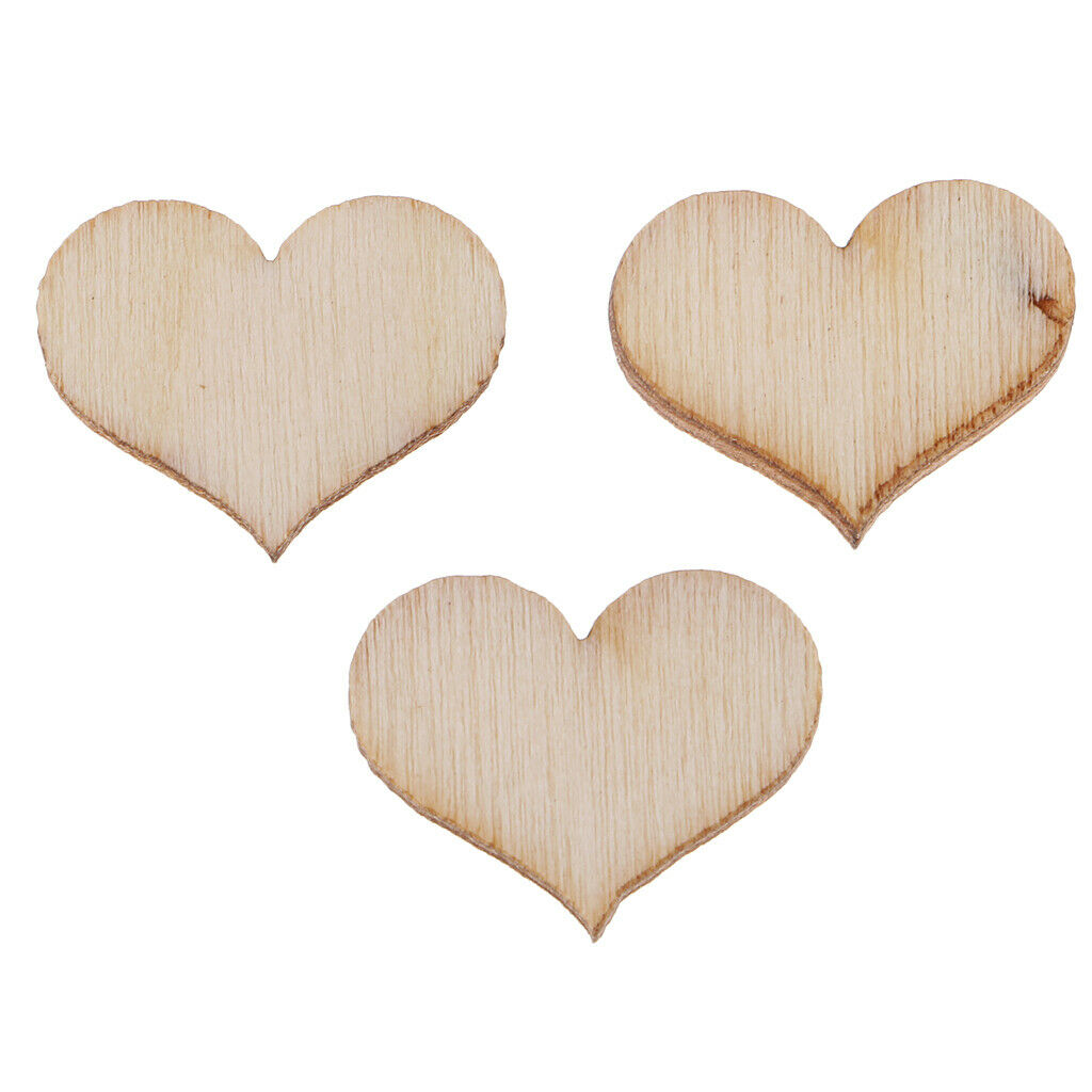100pcs Wooden Heart Gift Tag Ornament DIY Crafts for Decoupage, Engravings