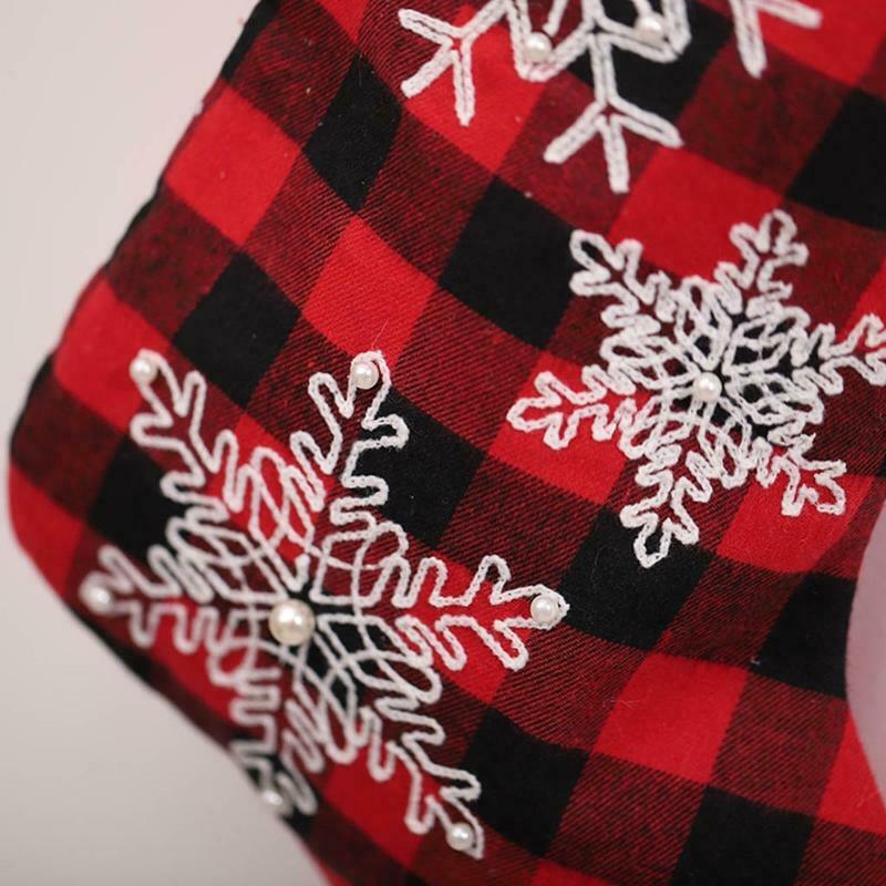 4pcs Plaid Snowflake Christmas Stockings 18'' Large Red and Black Xmas Stockings