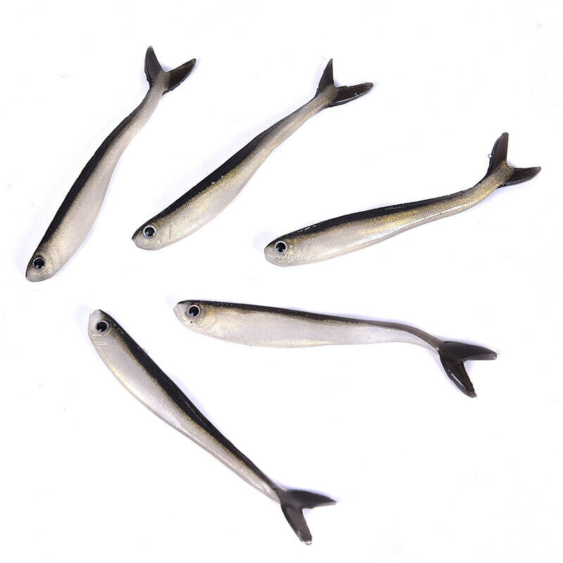 10X 80mm Soft Fishing Lure Minnow Saltwater Freshwater Worms Artificial Bait NL