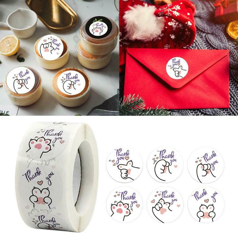 500Pieces Cute Kitten Paw Stickers Roll Cute Label for Gift Box Craft DIY Decro