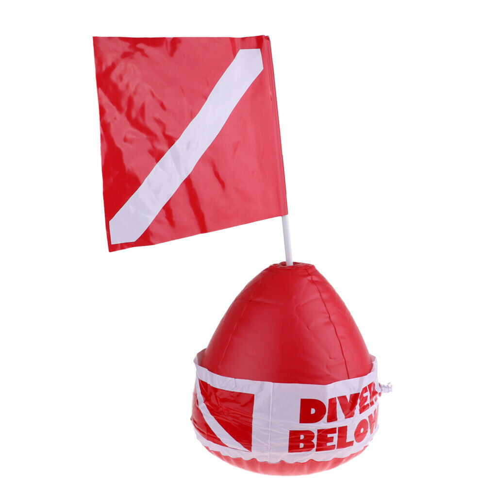 Scuba Diving Diver Below Inflatable Float Surface Marker Buoy, PVC Dive Flag