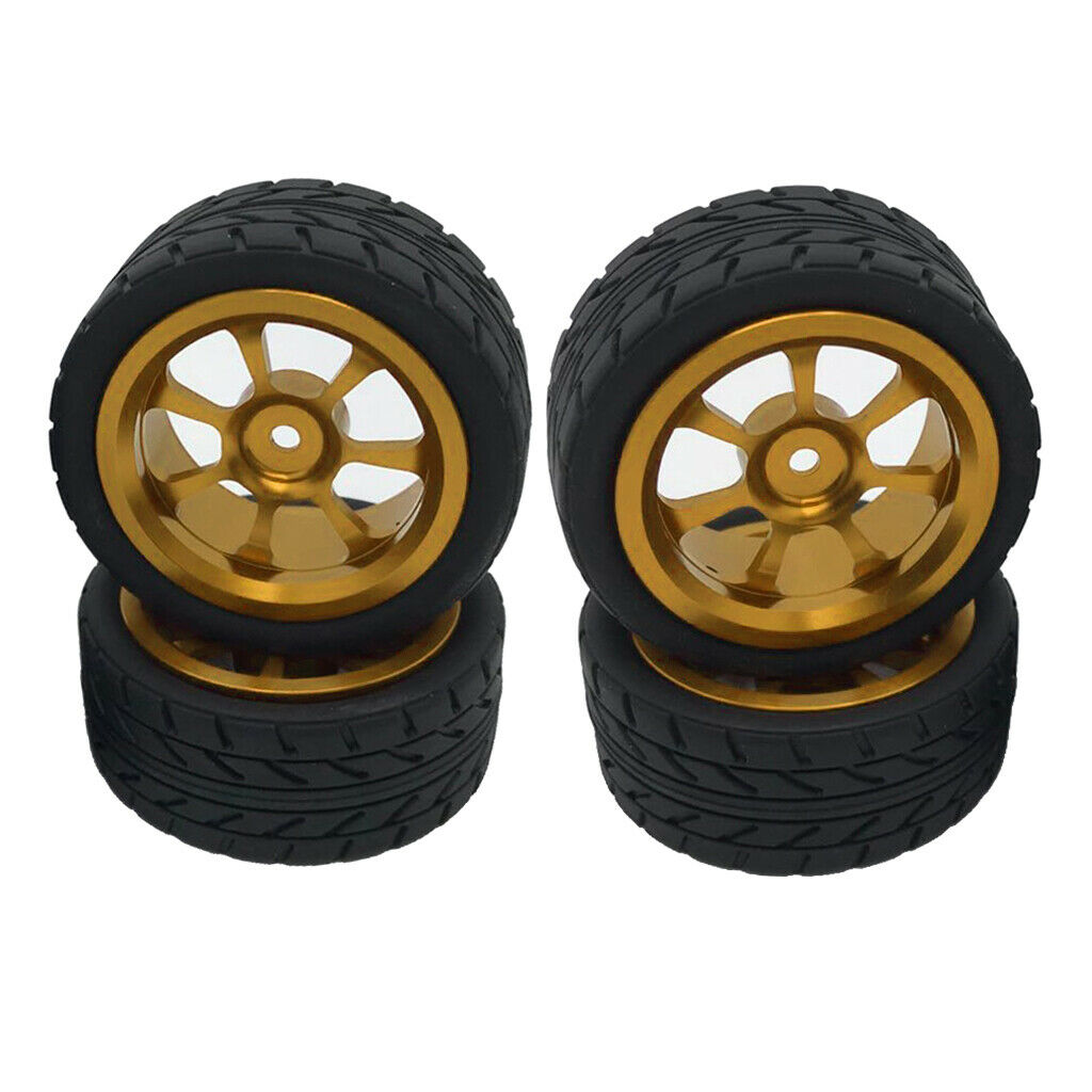 4Pieces Tires Wheel Rims Set fits WLTOYS 144001 1:14 A959 A969 RC Car Golden