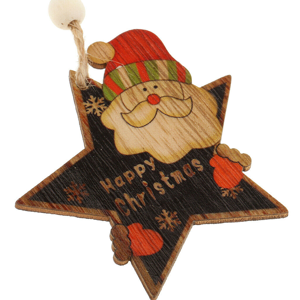 3pcs Wood Christmas Tree Decoration Xmas Hanging Reindeer Santa Ornaments