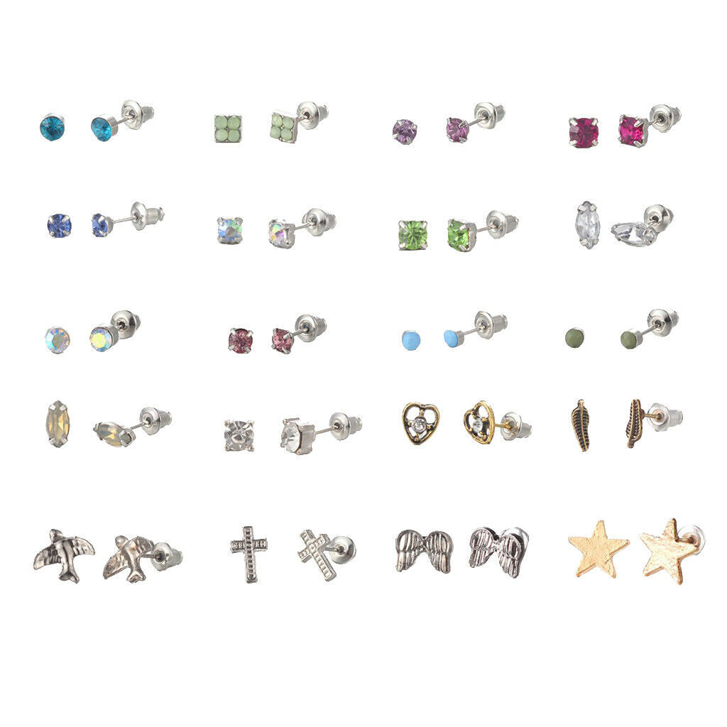 20 Pairs Minimalist Women Teens Girls Ear Studs Earrings Fashion Jewelry Set