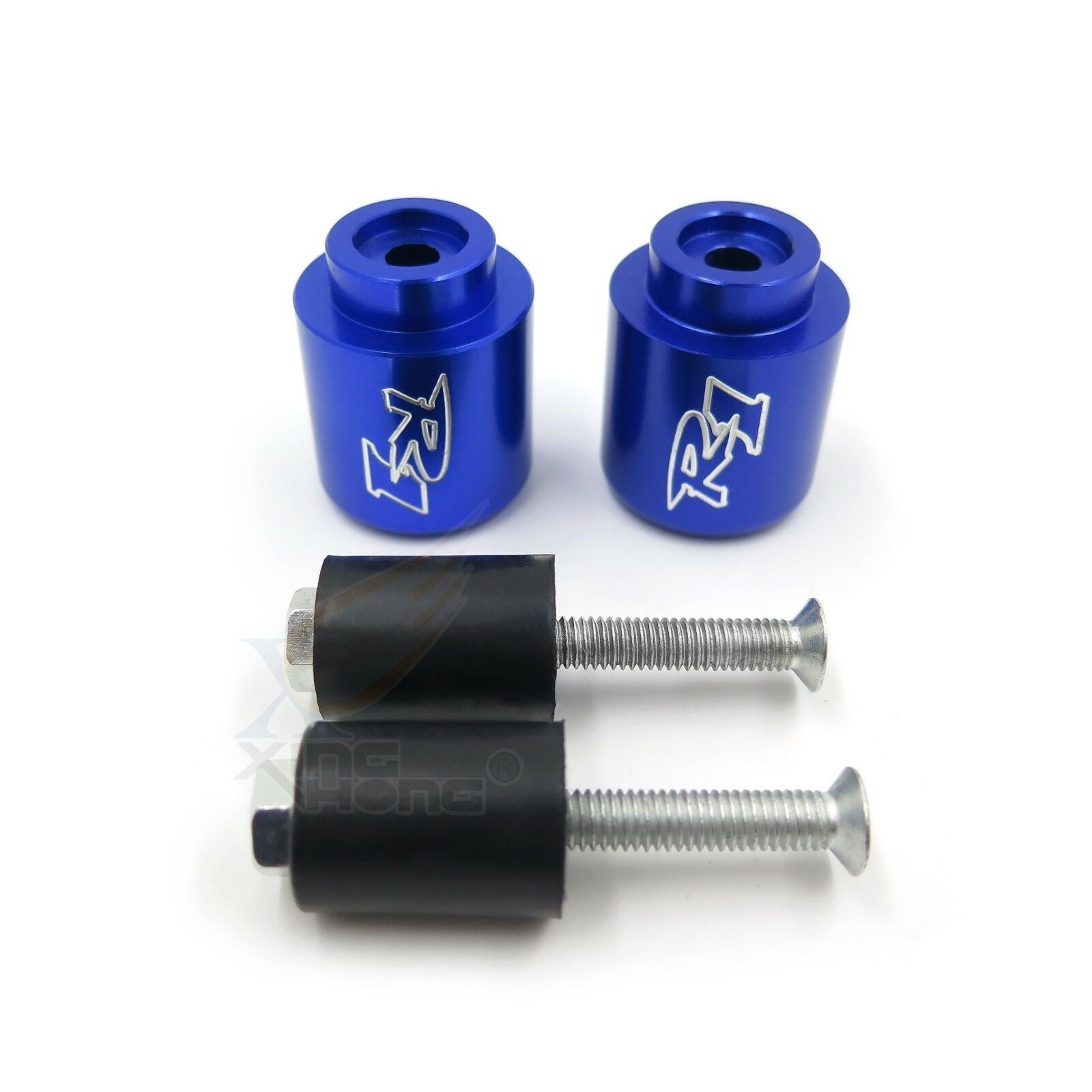 Blue Aluminum BAR ENDS Rubber For Yamaha FJR-1300 03-10