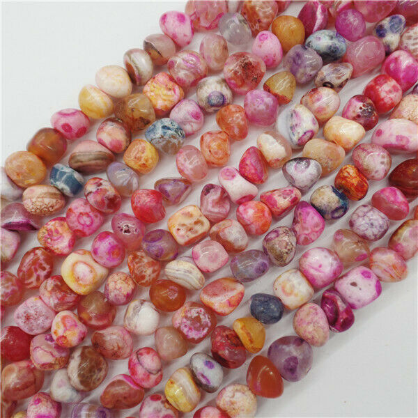 1 Strand 11x9mm Rose&Yellow Fire Agate Freeform Loose Beads 15.5inch HH9111