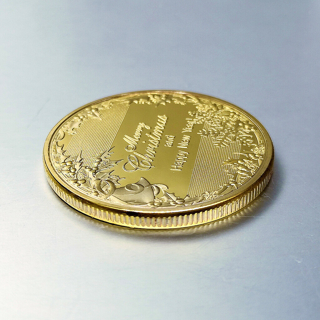 1x Christmas Santa Claus Coins 40mm Gift Collections Badge Golden
