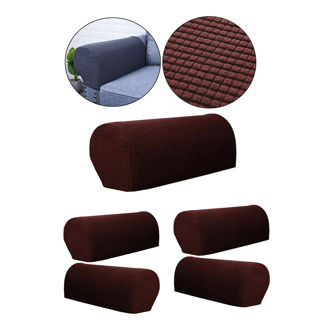 2 Pairs Stretch Sofa Cover, High Elastic Polyester Sofa Cover / Dark Coffee
