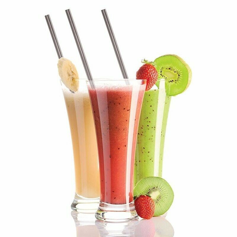 10.5"Long Reusable Stainless Steel Straight Drinking Straws w/ Cleaner for 30 Oz