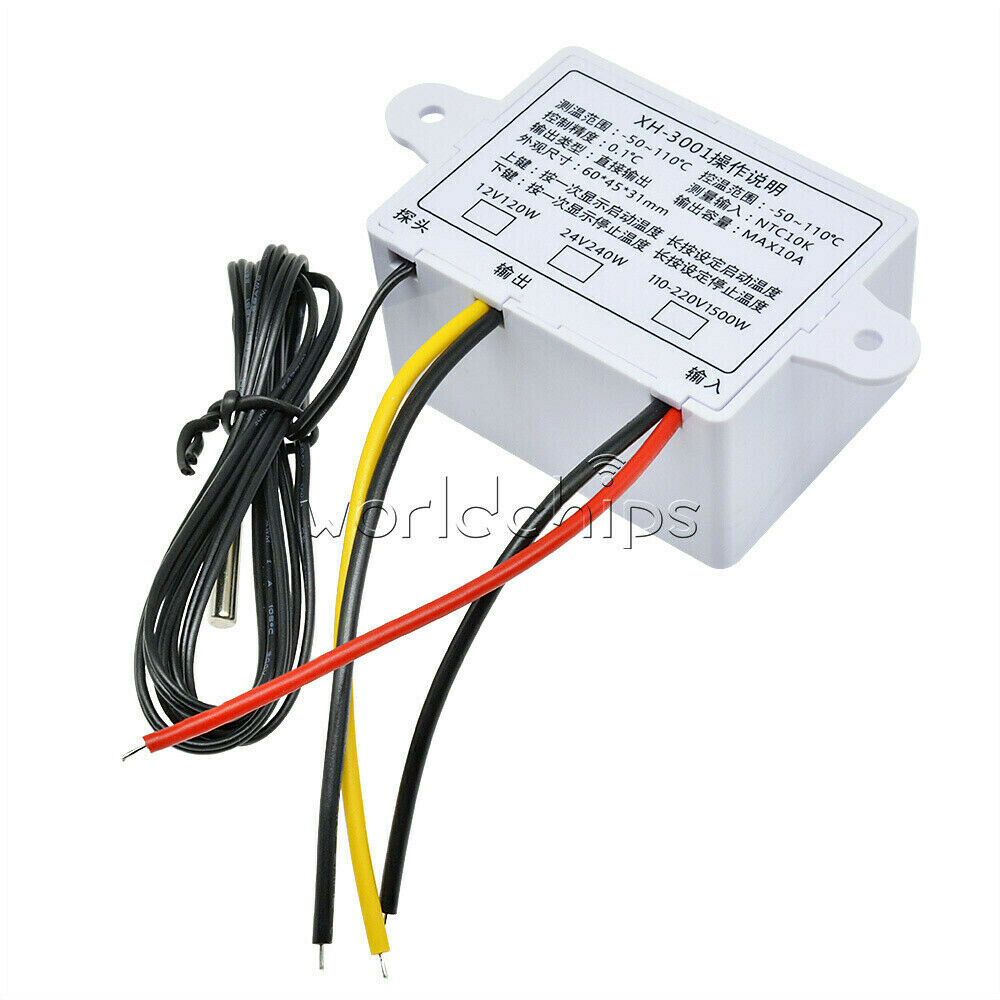 Digital AC 110-220V LED Temperature Controller Thermostat NTC10K Sensor W3001