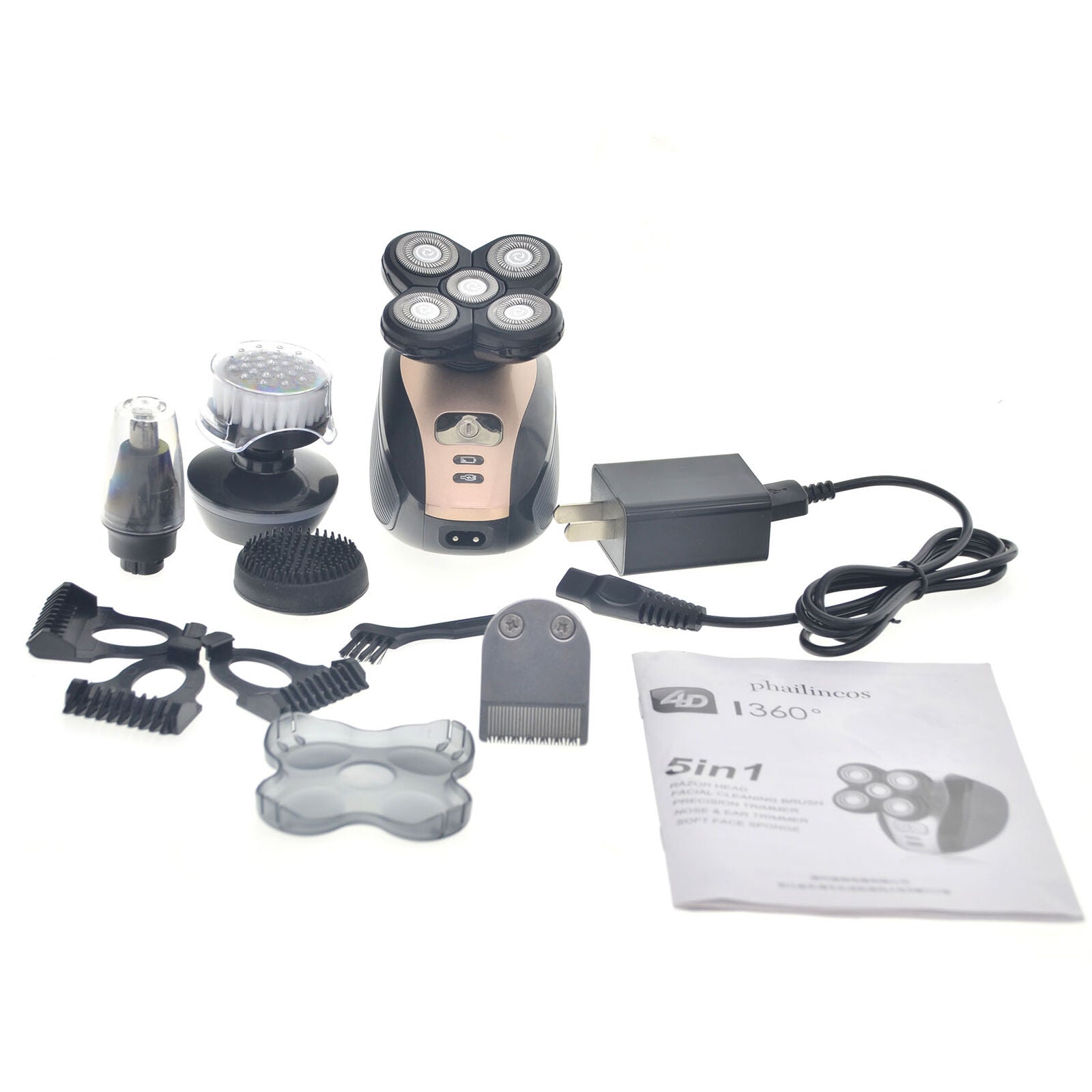 5in1 Men's 4D Rotary Electric Shaver Multifunction Beard Hair Trimmer Razor