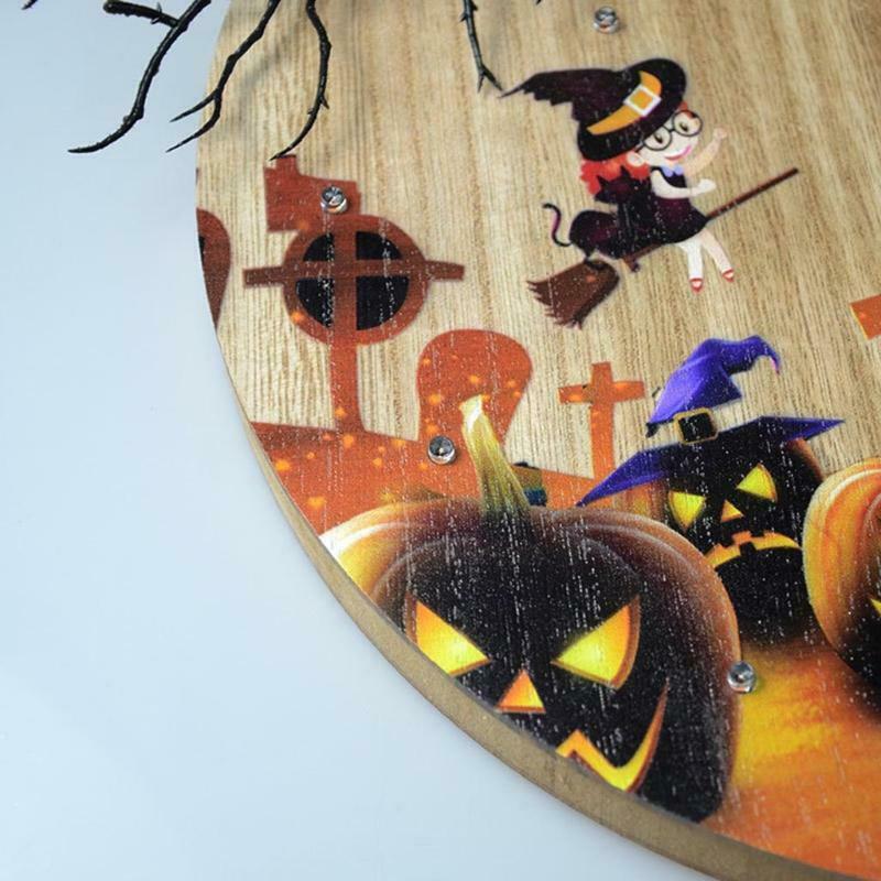 Halloween Sign Front Door Decor Farmhouse Porch Wall Signs with LED Light Decor