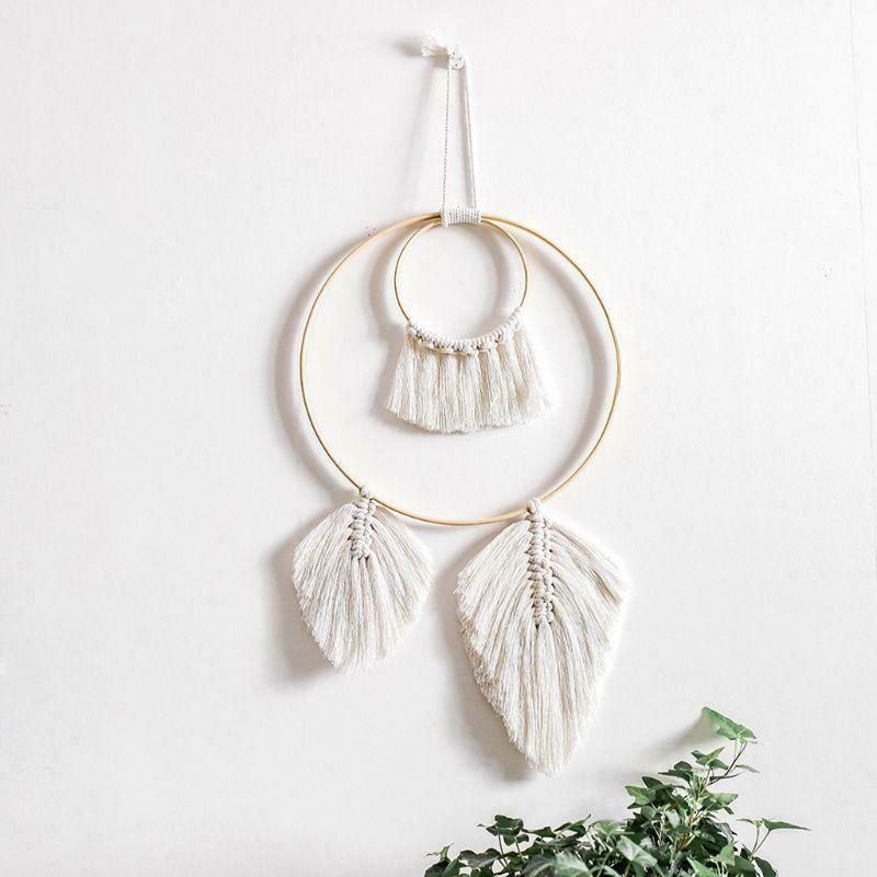 Leaf Macrame Woven Wall Hanging Tapestry Handmade Chic Boho Bohemian Home Decor