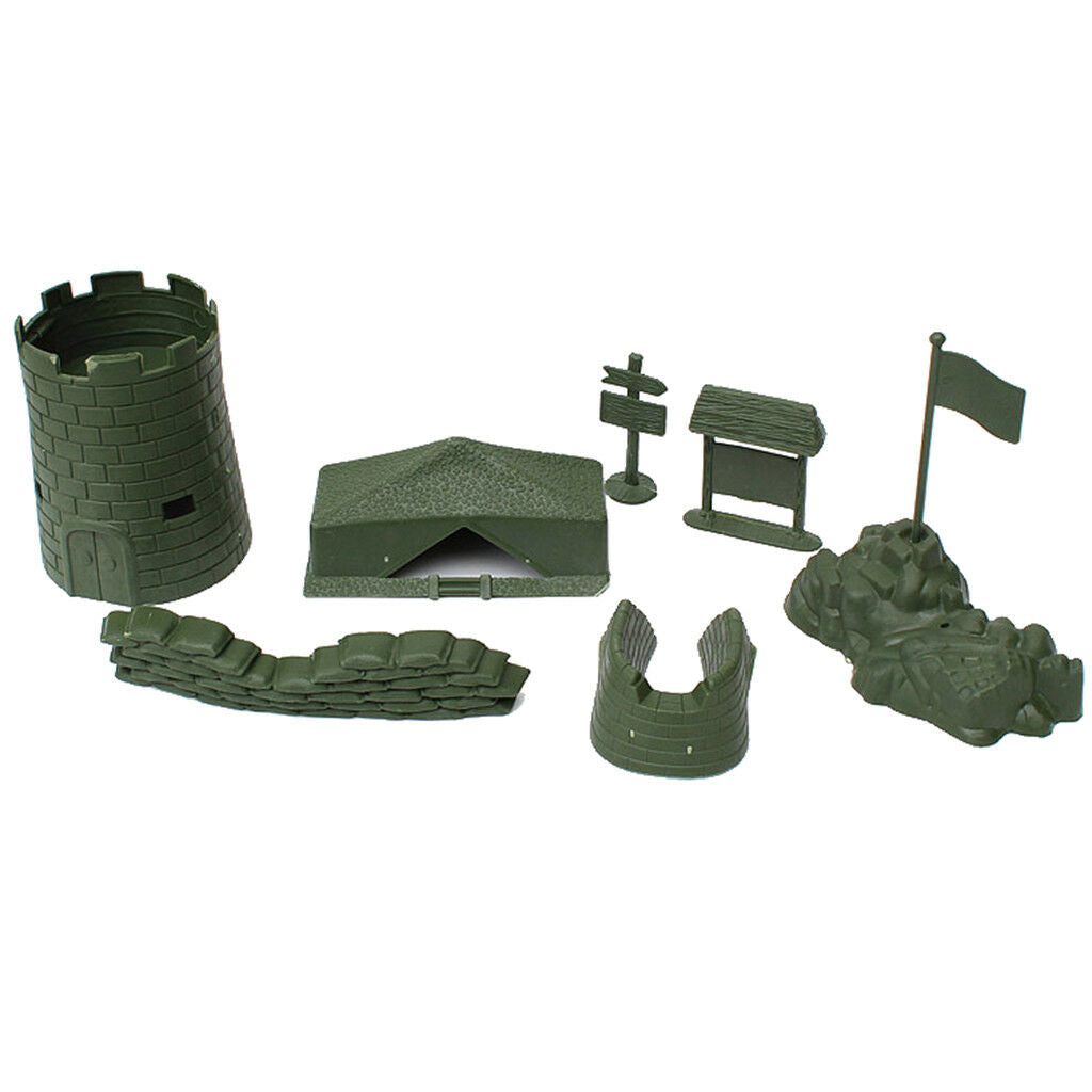 Plastic   Base Playset Army Men Soldiers Accs - 7pcs Castle Buliding