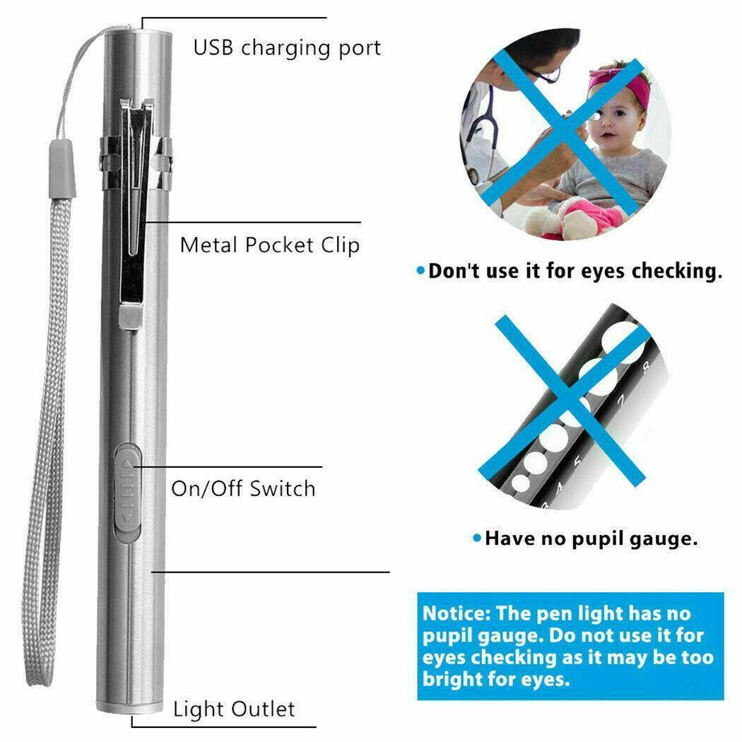 Waterproof Pocket LED Flashlight With USB Rechargeable Torch Mini Penlight Lamp