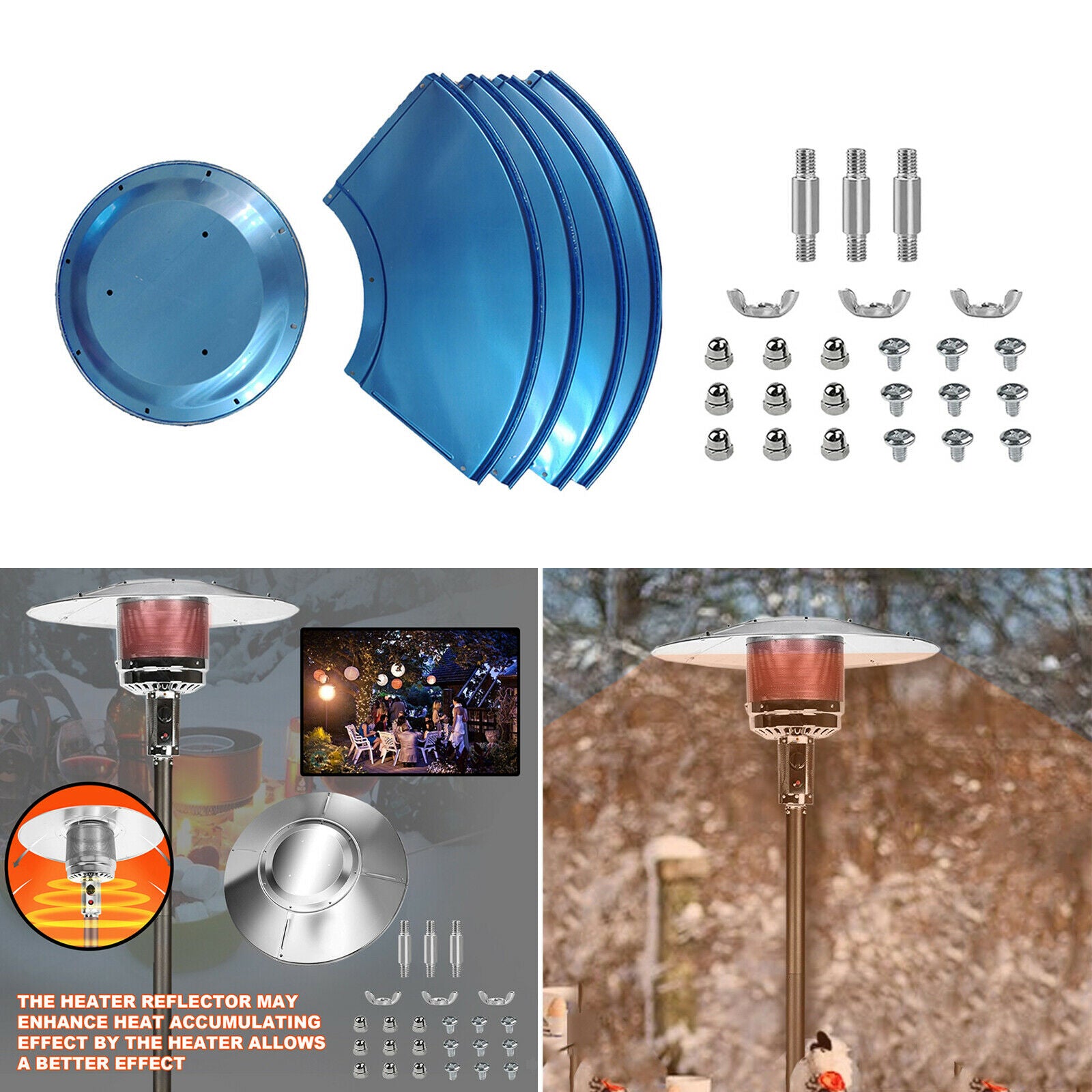 Universal Propane Patio Heater Heat Reflector Panels Center Heater Umbrella
