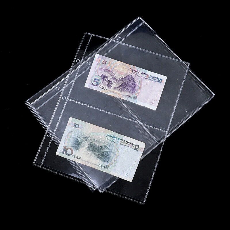 5pcs 2Pockets Per Page Clear Paper Money Album Banknote Stamp Badges Coll.l8