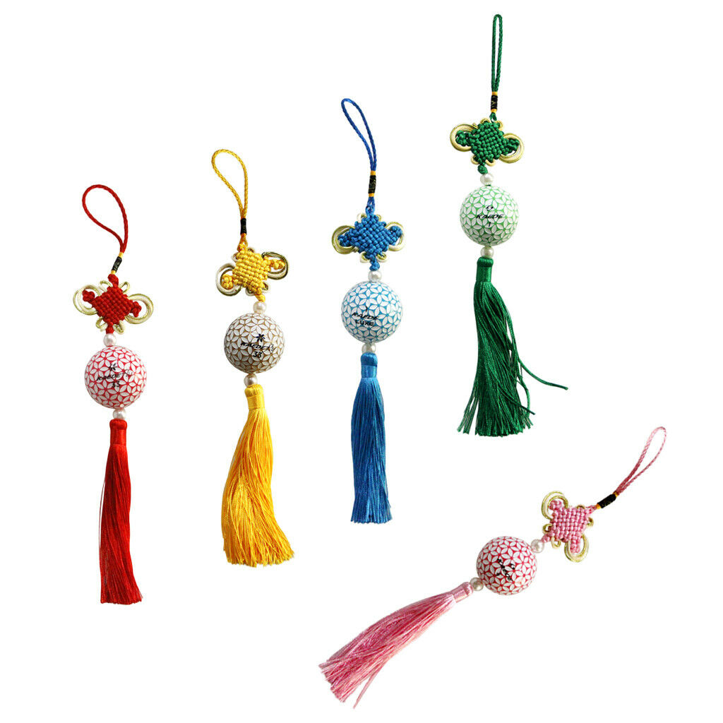 Chinese Knot Tassel with Golf Ball Home Car Office Hanging Decoration Red