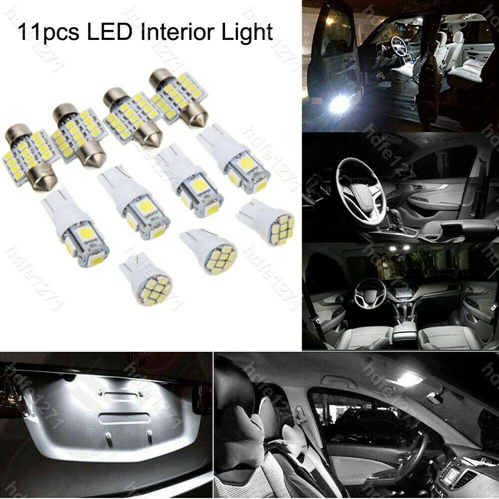 11PCS  White LED Lights Interior Package for T10 & 31mm Map Dome License Plate
