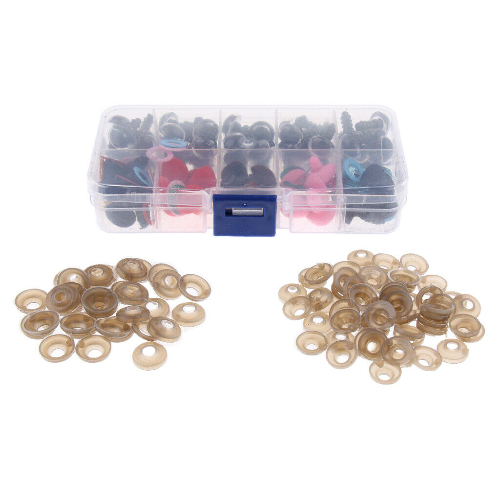 50 Pcs 12mm 5 Colors Plastic Shinning Safety Eyes + 25pcs Nose