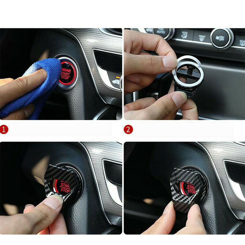Universal Car Engine Start Stop Push Button Cap Switch Cover Decorative Trim