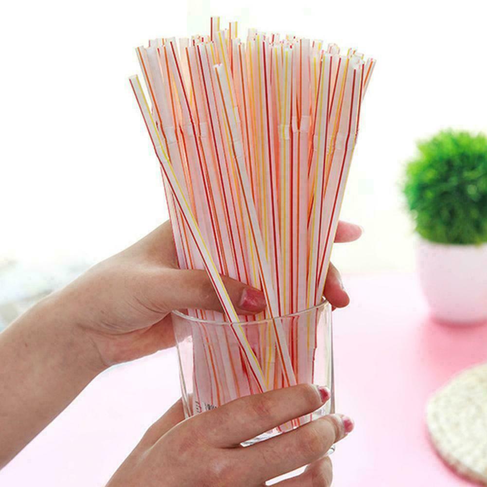 100PCS 21cm Long Plastic DIY Disposable Wedding Drinking Party Straws