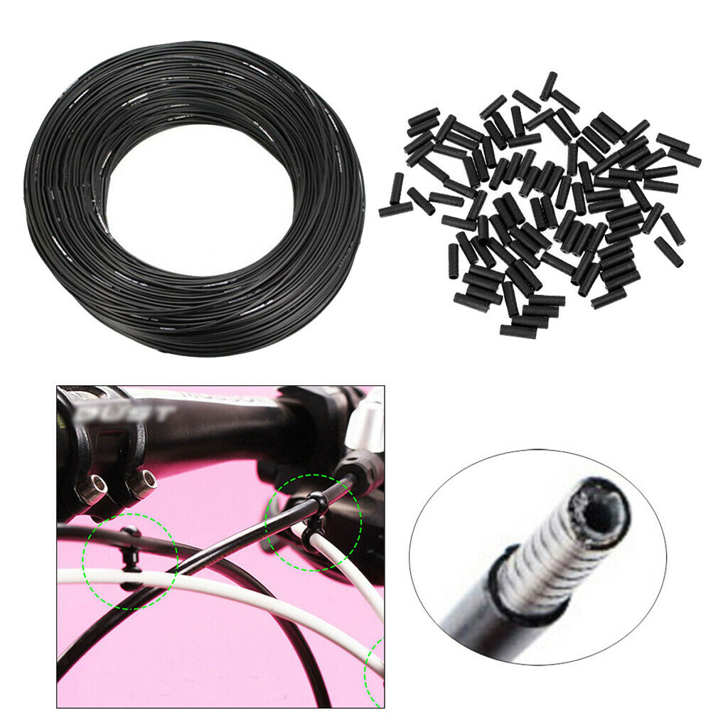 5m Bike Cable Housing 16ft Shifter Cables Hose Case Wrap Cover End Caps