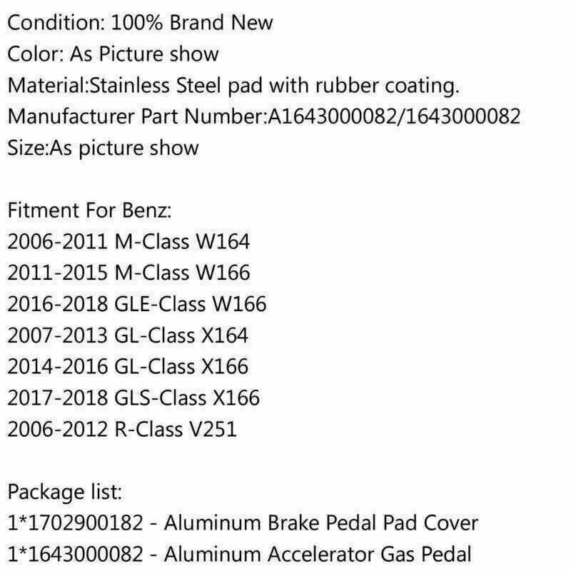 2PCS For Benz AMG Stainless Brake Accelerator Pedal Pads Covers A1643000082 CN