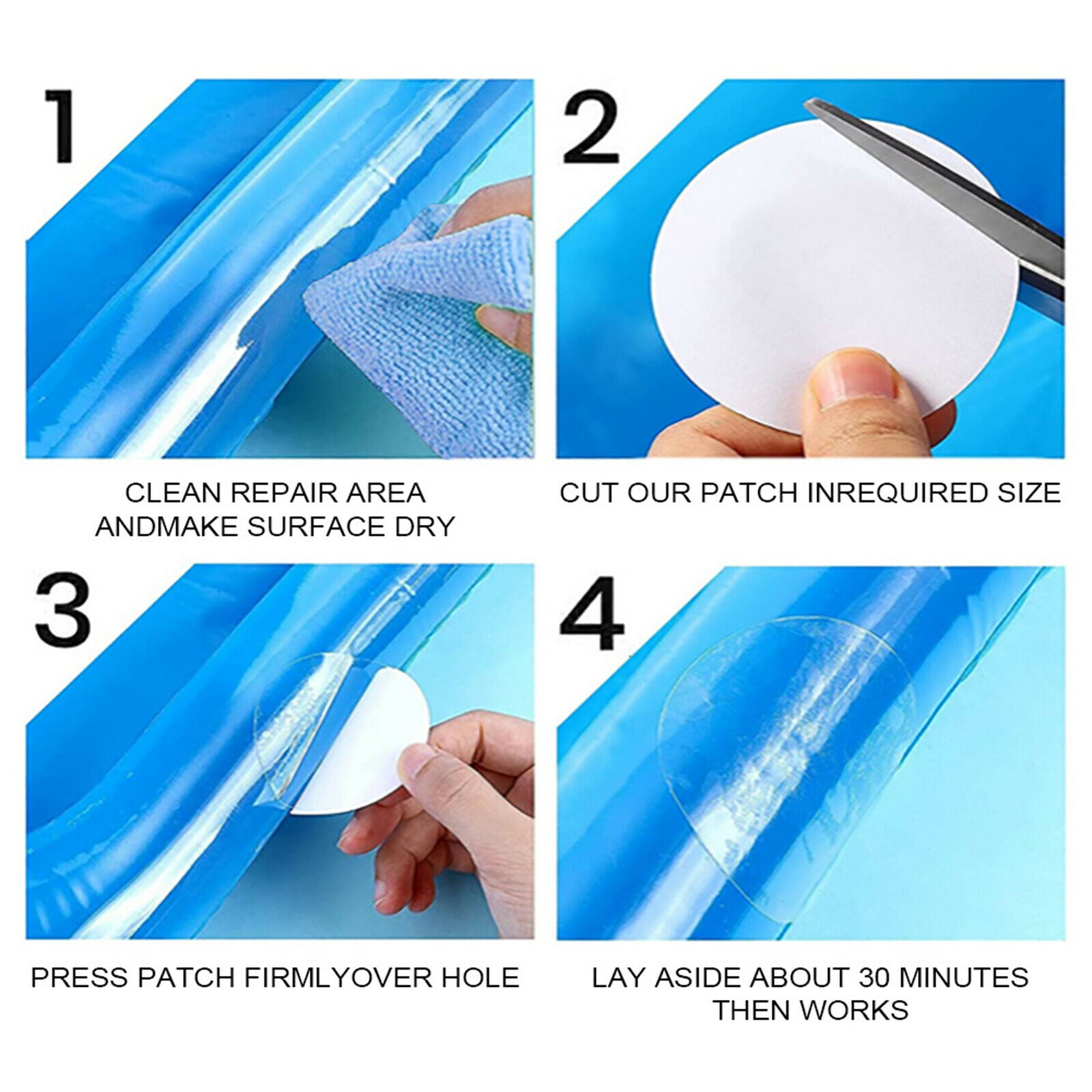 30x Round Vinyl Repair Patch for Inflatable Boats Float Repair Stickers