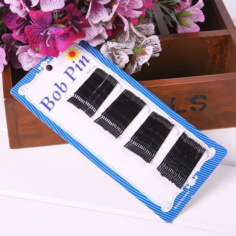 Convenient 56Pcs Black Hair Clips Flat Top Bobby Pins Grips Salon Barrett.l8