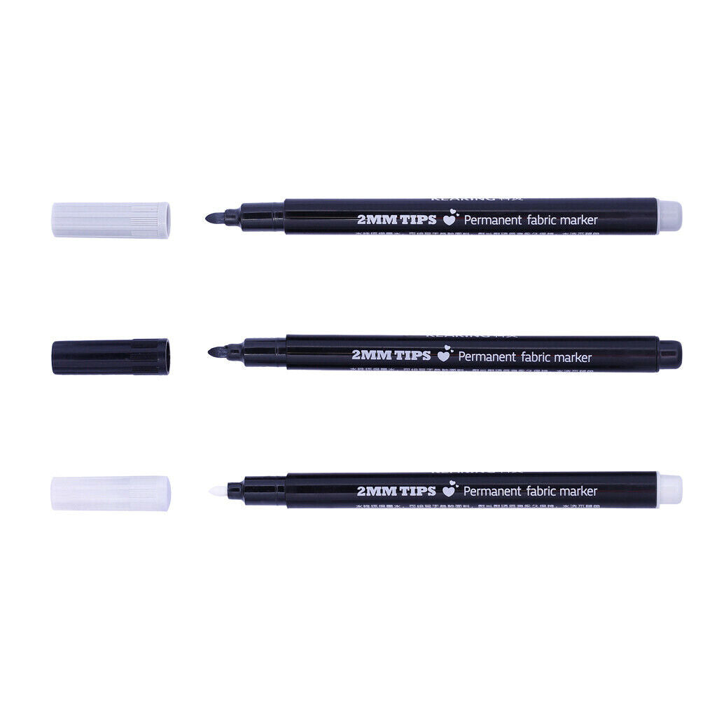 3Pcs Fabric Marker Pens Permanent Black White Grey Colors For DIY T-Shirt