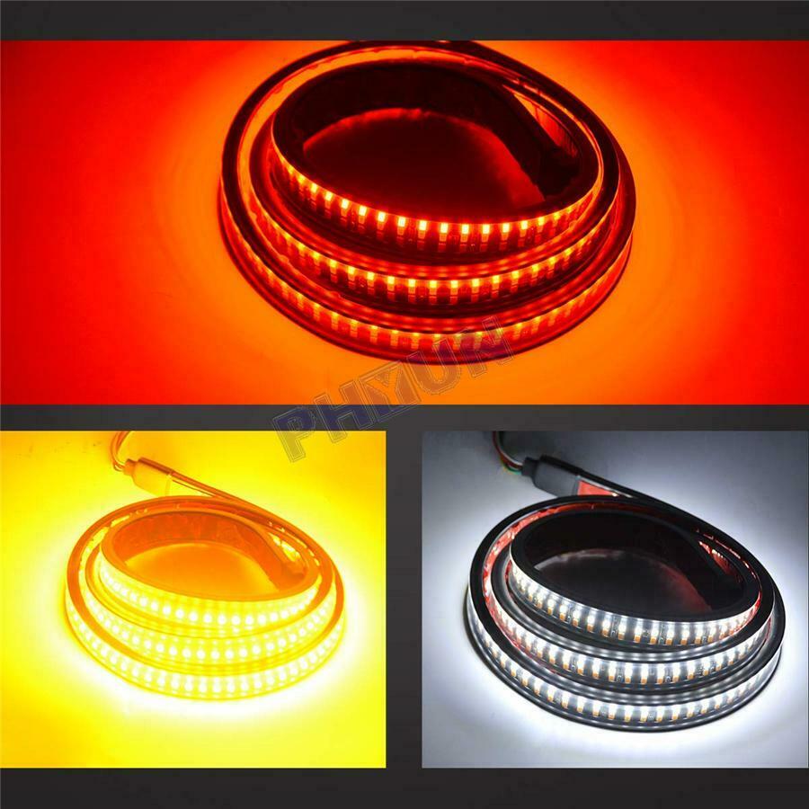 48" Triple Row LED Tailgate Light Bar Flowing Turn Signal Brake For Truck Pickup
