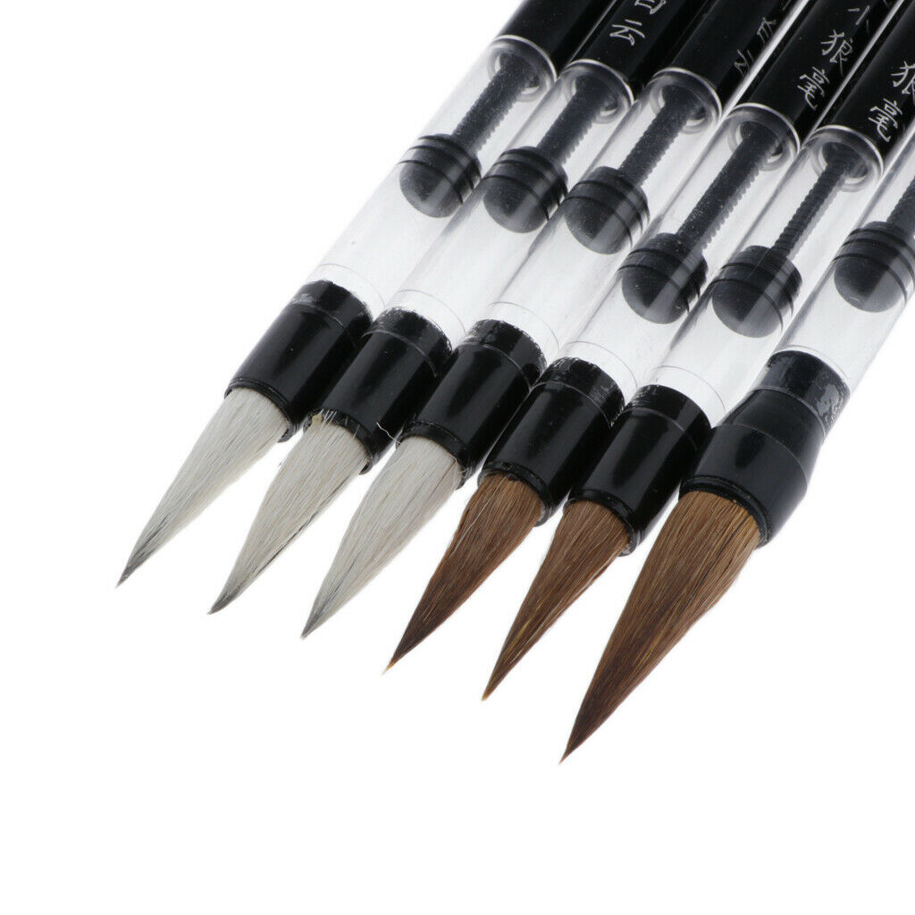 6x Refillable Water Brush Ink Pen For Sumi Brush writing Calligraphy Drawing