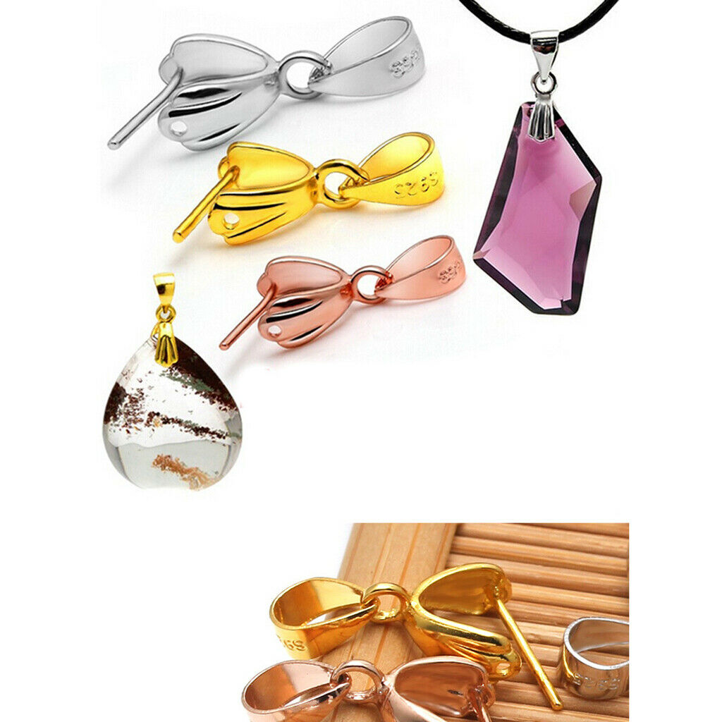 5x Sliver Pinch Clip Clasp Bail for DIY Earrings Necklace Jewelry Findings