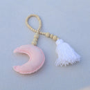 Wooden Tassel Pendant Bed Net Tieback Wall Ornament Pink Moon