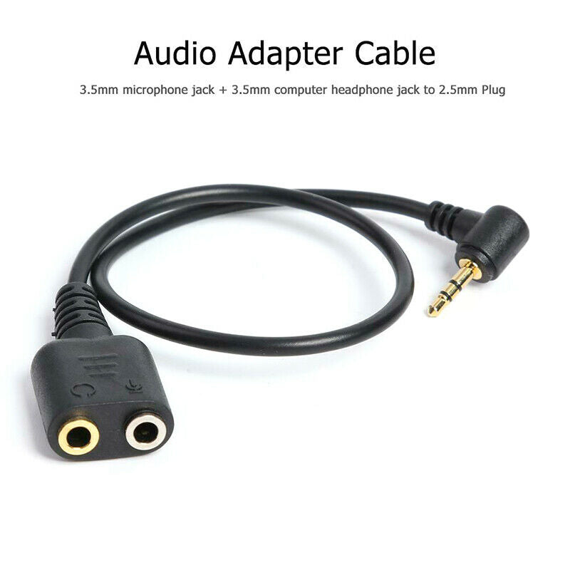 Black 2.5mm Plug To 3.5mm Headphone+Mic Jack Adapter Cable For Panasonic PRKU SJ