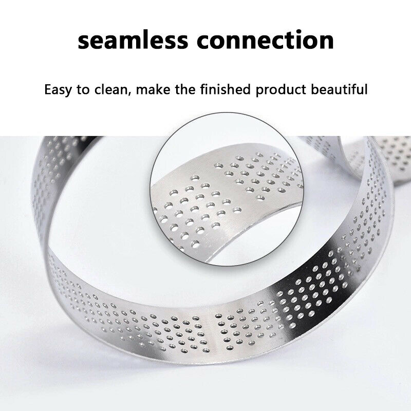Round Perforated Stainless Round Tart-Ring Mousse Cake Ring Kitchen Tool 8cm HN