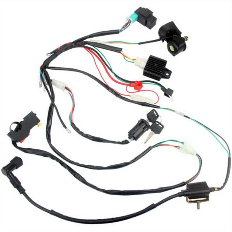 Wiring Harness Wire Loom CDI Ignition Kit For ATV QUAD 50-110cc Scooter Go Kart