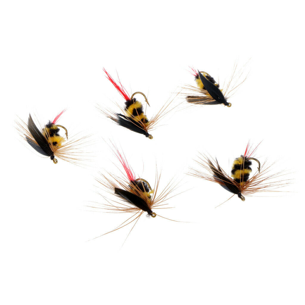 5Pcs Black and Yellow Foam Bee Nymph Trout Flies Fly Fishing Lures Set