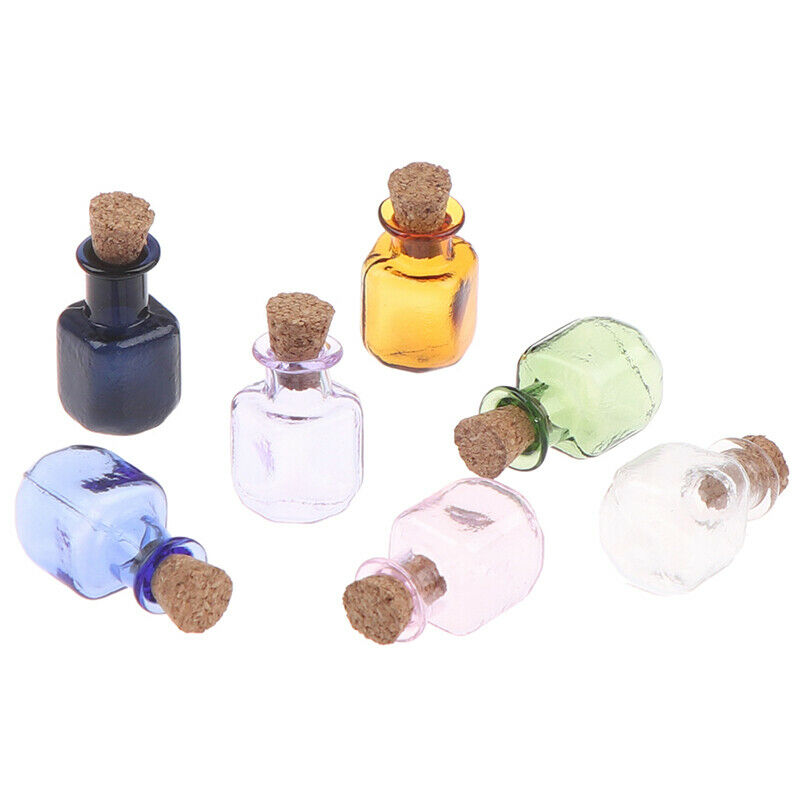 Mini Glass Color Bottles With Stopper Cork Rectangle DIY Little Bottle Xmas D TH