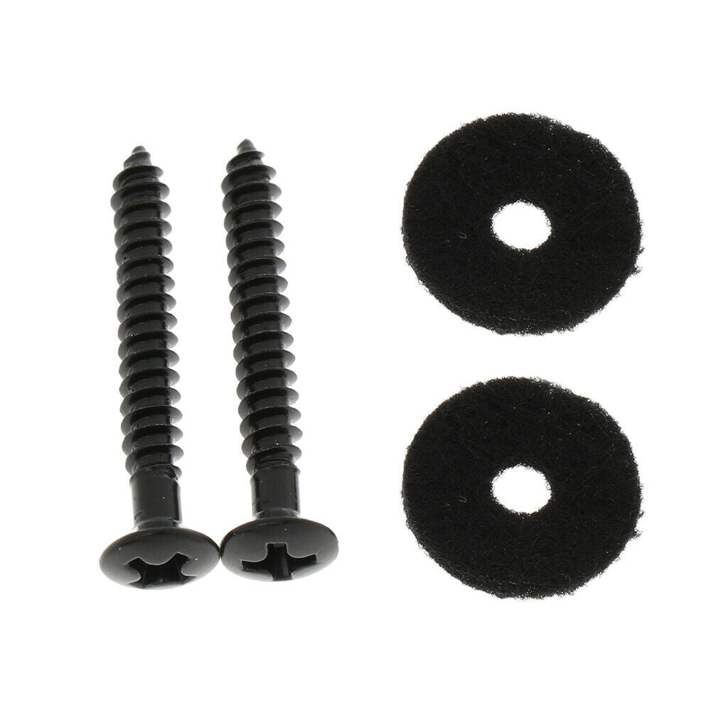 2 Pieces Black Strap Button with Mounting Screw for Electric Guitar Bass Ukulele
