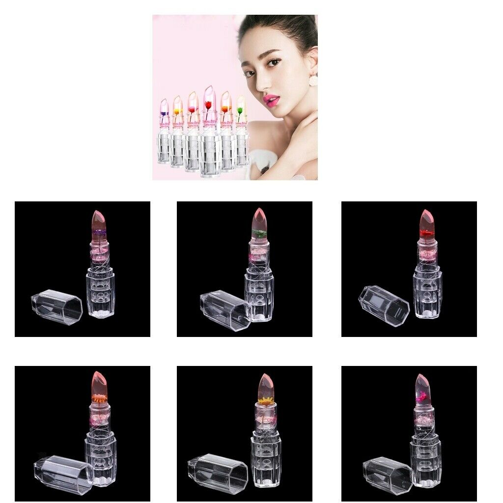 6Pcs/Set Transparent Flower Lipstick Cosmetics Temperature Change Color Long